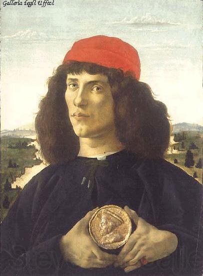 BOTTICELLI, Sandro Portrait of an Unknown Personage with the Medal of Cosimo il Vecchio  fdgd France oil painting art
